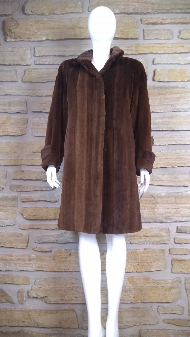 Manteau En Vison Marron - Fait Sur Mesure Par Un Fourreur Lyonnais - Taille L - Parfait état